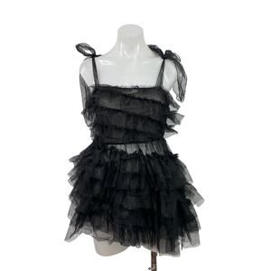 Widow Dusk Devotions Black Sheer Mesh Sleeveless Mini A-Line Tank Dress Size XS